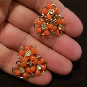 Vintage orange/gold tone earrings